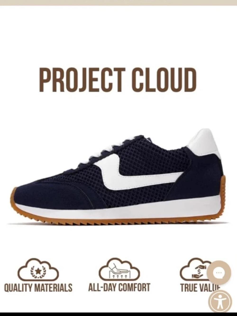 NEW Womens Project Cloud Memory Foam Sneakers Navy Blue & White US 10 - Picture 2 of 11